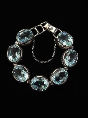 Silpada Sterling Silver and Aqua Blue Glass Lagoon Bracelet